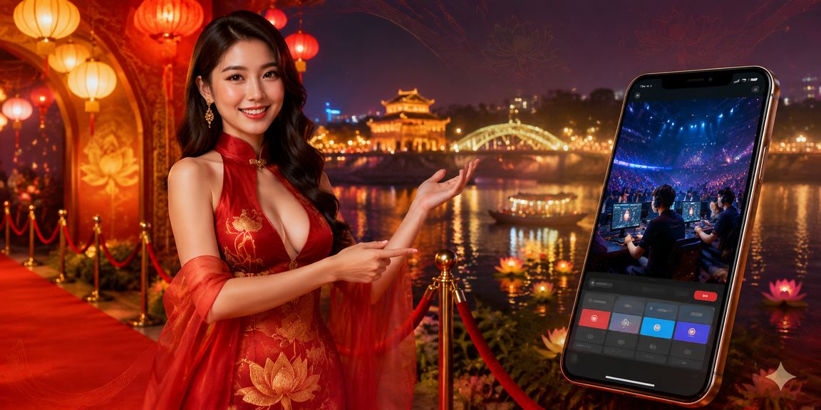 Không khí chợ đêm Huế và người dùng theo dõi cá cược esports trực tuyến