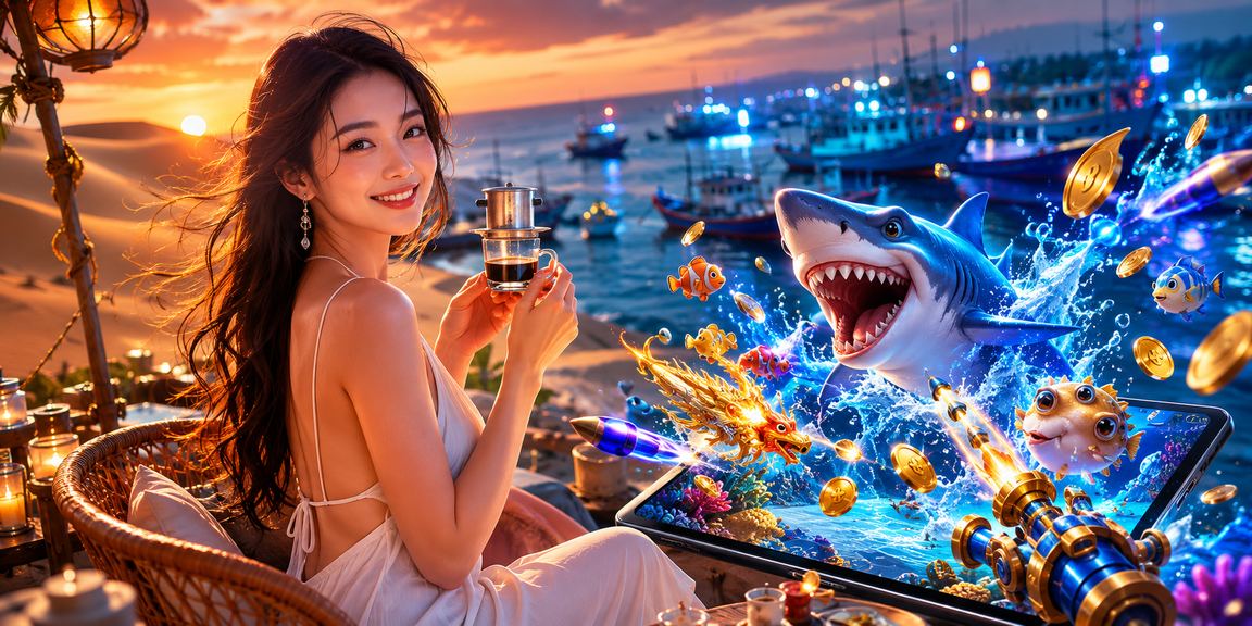 Người dùng tại Mũi Né chơi bắn cá trực tuyến bên ly cà phê Việt
