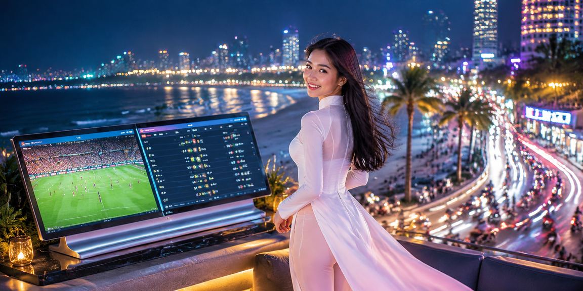 Phụ nữ mặc áo dài tại Vũng Tàu theo dõi kết quả cá cược trực tuyến